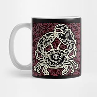 Tribal Animal Crab Ink Art Tattoo Retro Red White Mug